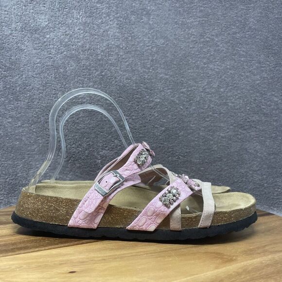 Betula by Birkenstock Pink Leather Fisherman Slides Sandals Women's EU 39 US 8 - Picture 1 of 9